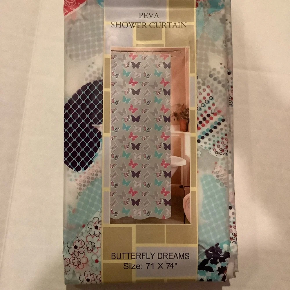 PEVA Butterfly Shower Curtain NEW